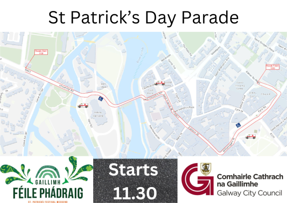 St Patrick's Day Parade route map