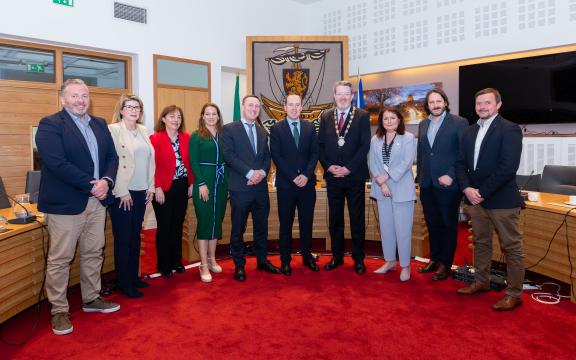 Minister of State John Cummins with GCC staff in City Hall