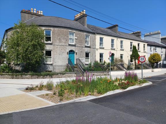 An image of a rain garden installed at The Crescent / Sea Road junction