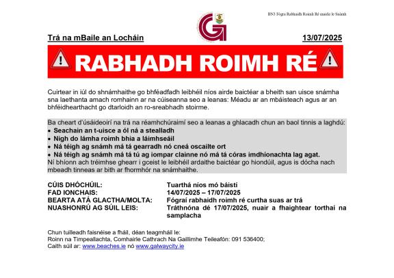 Fógra Rabhaidh Roimh Ré Ballyloughane