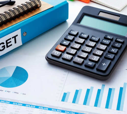 Stock photo of calculator and graphs