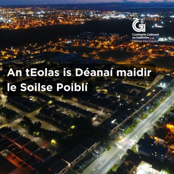 Aerial of city at night