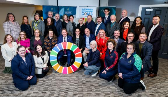 Galway City Council's Climate Action Team pictured at the launch of the SDG Champions Programme 2025-2027 with Minister Darragh O'Brien and the Department of Climate, Energy, and the Environment.