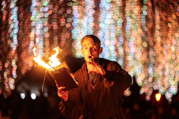 Fire show at night time