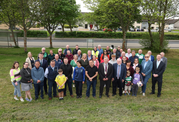 Friends and family of Tommy Keane at the park bearing his name