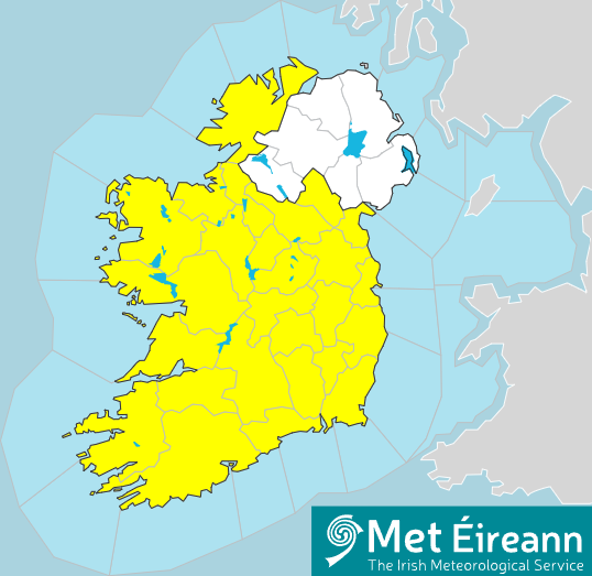 map of ireland with the republic covered in yellow