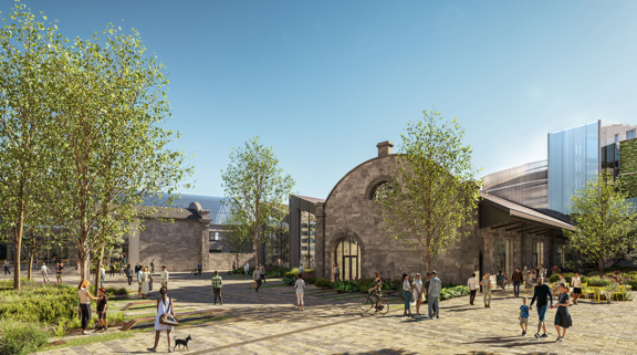 An artist's impression of part of the future proposed public realm works at Augustine Hill, which has received funding under the Towns and Cities Regeneration Investment Fund