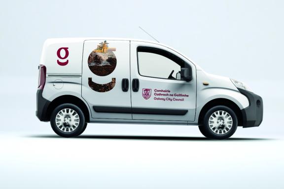GCC Van with new branding mocked up on the side of the van