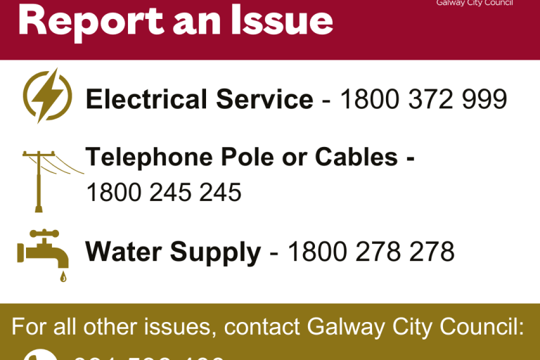 Numbers to report issues for power, telephone pole or water