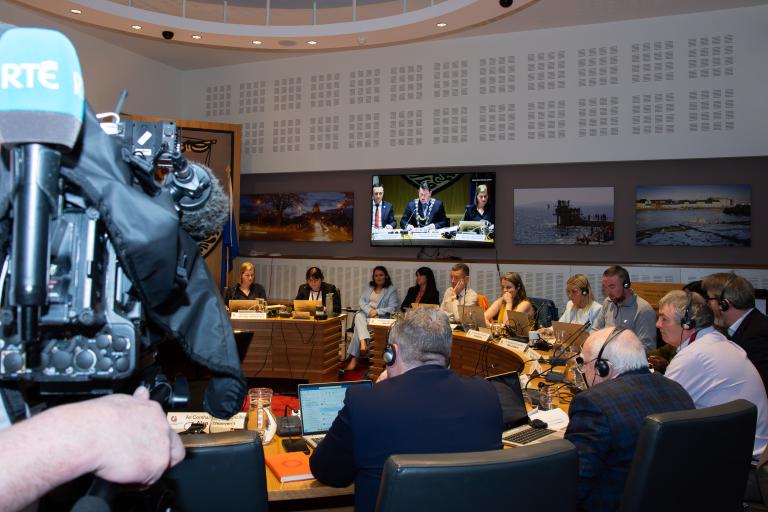 RTE Camera to side of Chamber at Council meeting