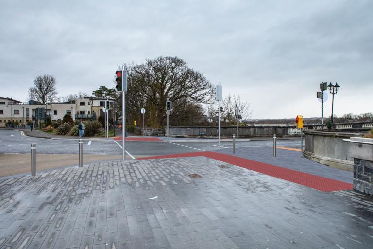 A photomontage of the future pedestrian crossing at Salmon Weir Bridge