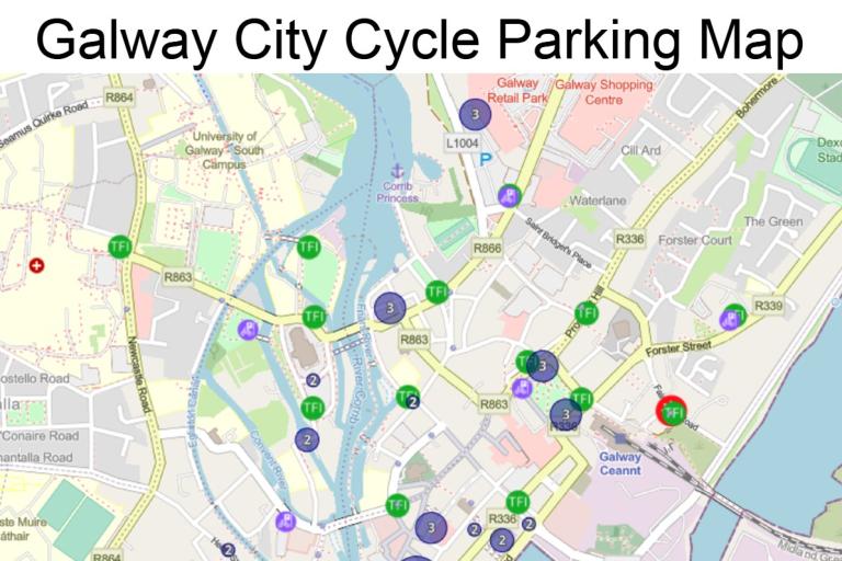 A screenshot of the Galway City Cycle Parking Map