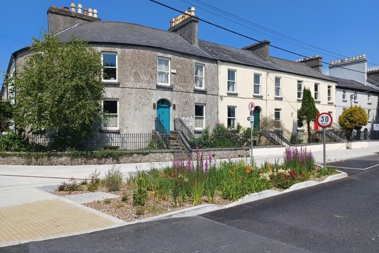An image of a rain garden installed at The Crescent / Sea Road junction