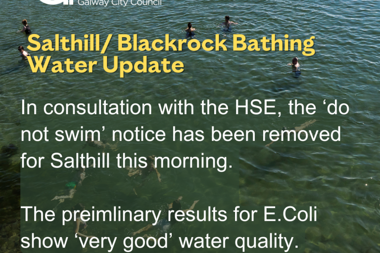text over image of people bathing in Salthill