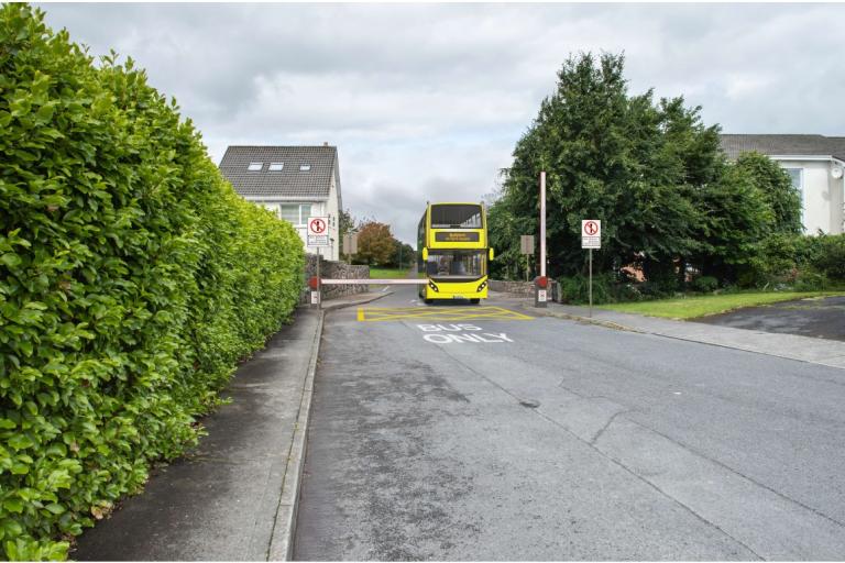 A mock-up image which shows one option for the proposed bus gate, a barrier which raises as a bus approaches.
