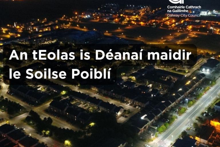 Aerial of city at night