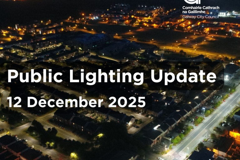 Galway city at night from the air