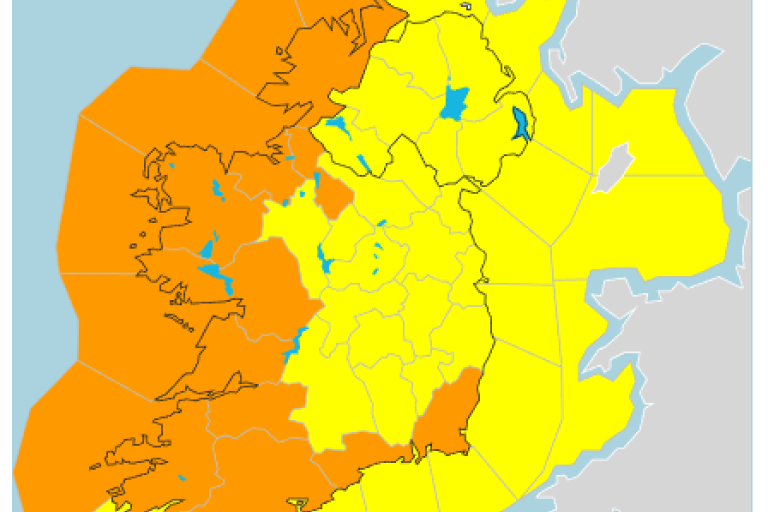 map of ireland with west in orange