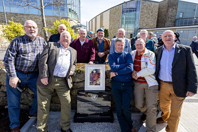 A group of Private Griffin's former Army colleagues pictured at the unveiling of the commemorative plaque in his honour.