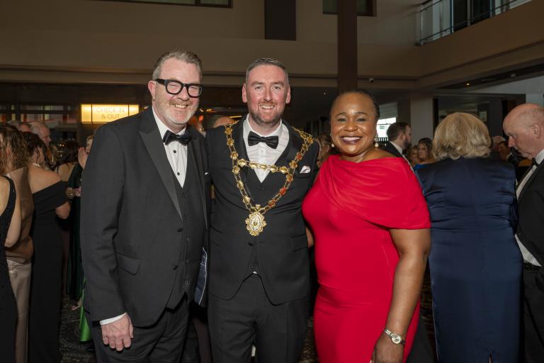 Two councillors with Mayor