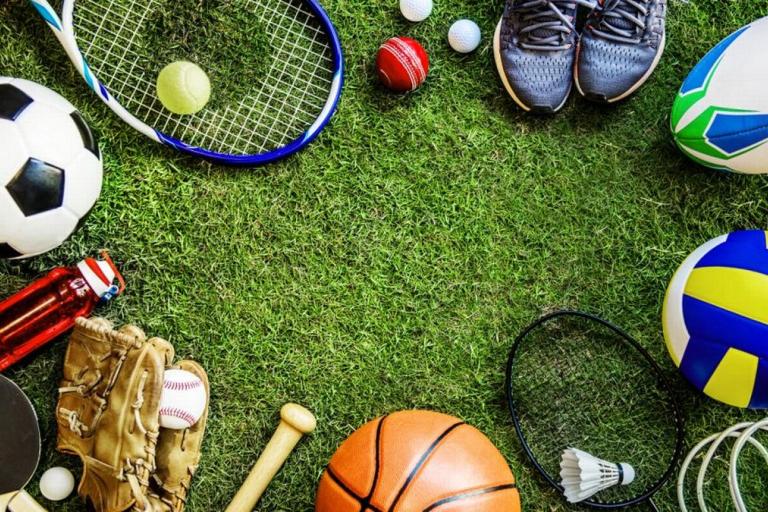 sports equipment on grass
