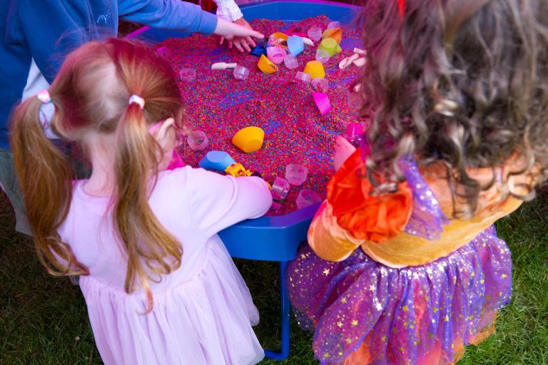 Children take part in a sensory workshop with Quest for the Golden Folk Slippers