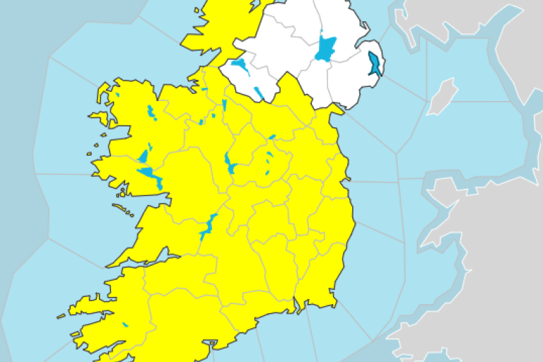 yellow weather map ireland