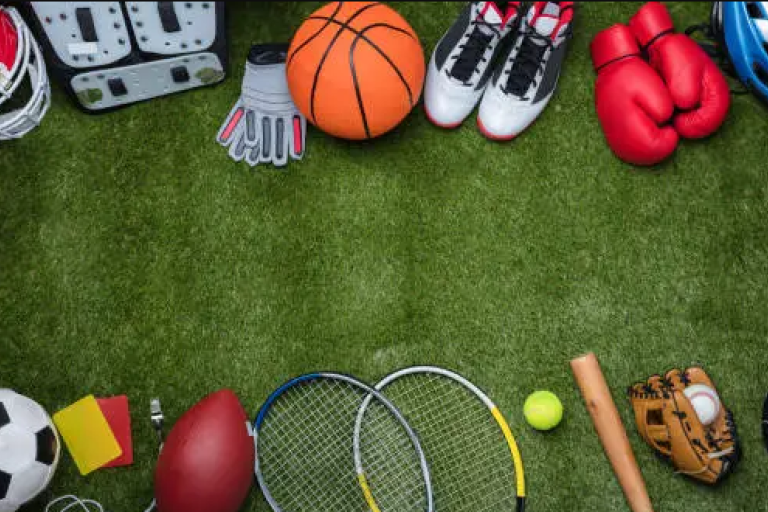 sports equipment on grass