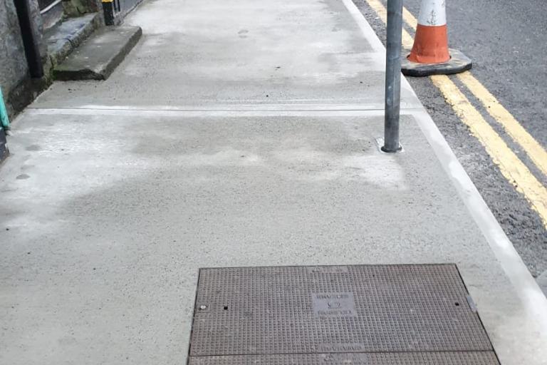 Repaired footpathin city centre