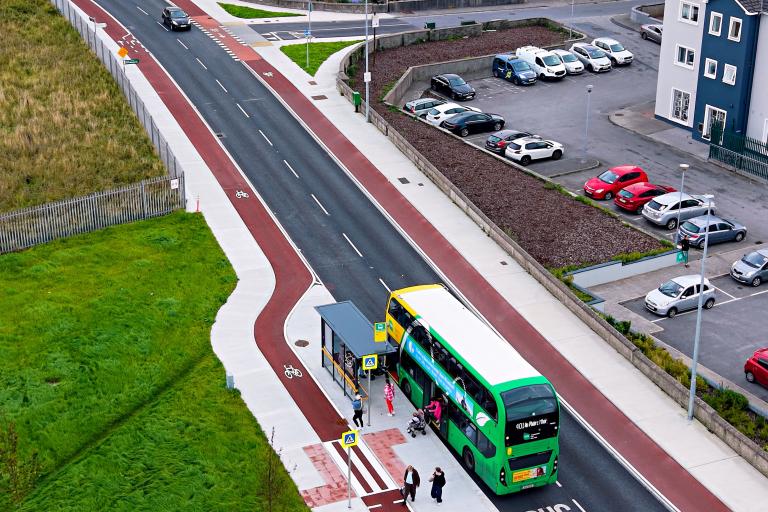 An aerial image of part of the Ballybane Road and Castlepark Road Cycle Network Scheme