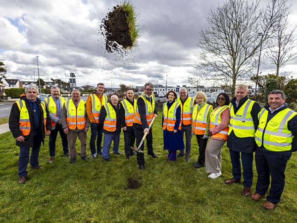 A photograph from the sod turning of the Ballybane Road and Castlepark Road Cycle Network Scheme