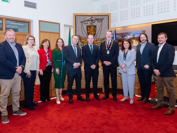 Minister of State John Cummins with GCC staff in City Hall