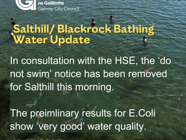 text over image of people bathing in Salthill