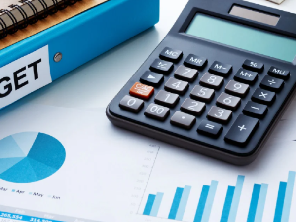 Stock photo of calculator and graphs