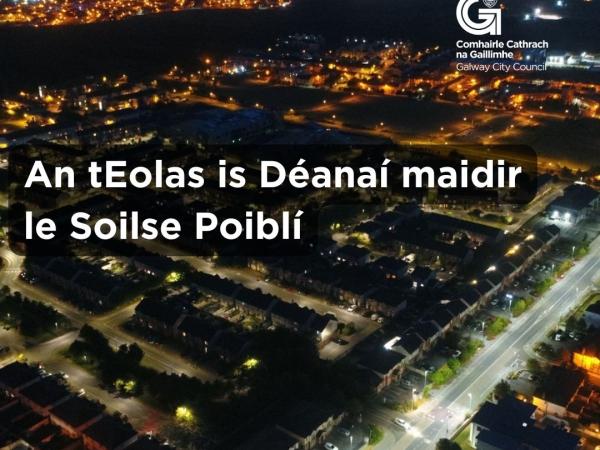 Aerial of city at night