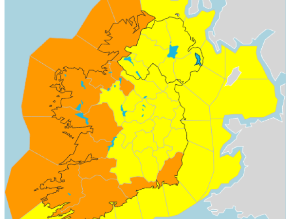map of ireland with west in orange
