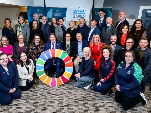 Galway City Council's Climate Action Team pictured at the launch of the SDG Champions Programme 2025-2027 with Minister Darragh O'Brien and the Department of Climate, Energy, and the Environment.