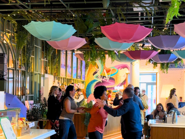 People dancing (salsa) at cafe