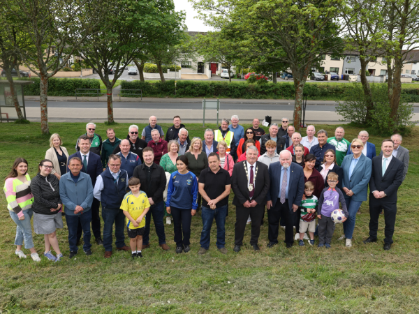 Friends and family of Tommy Keane at the park bearing his name