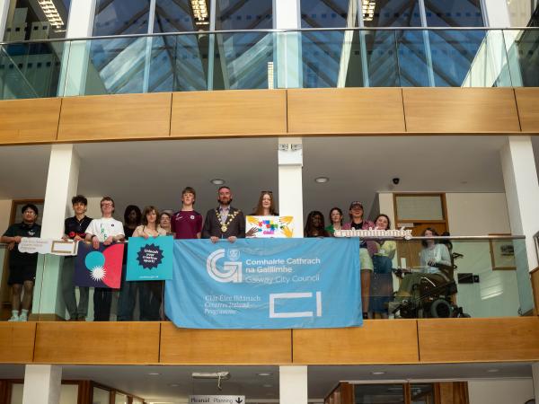 The Mayor of Galway City, Councillor Mike Cubbard launches this year’s Cruinniú na nÓg at City Hall with members of the Creative Youth Advisory Group and Comhairle na nÓg 
