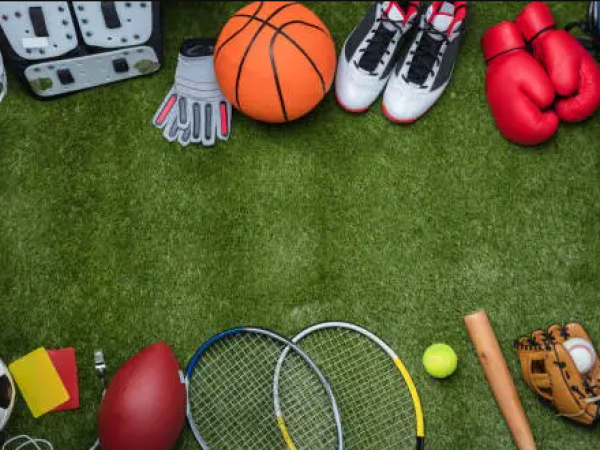 sports equipment on grass