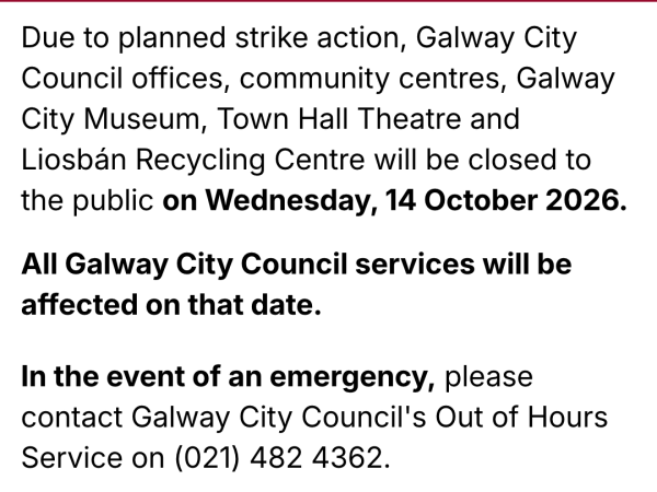 Notice showing details of closure