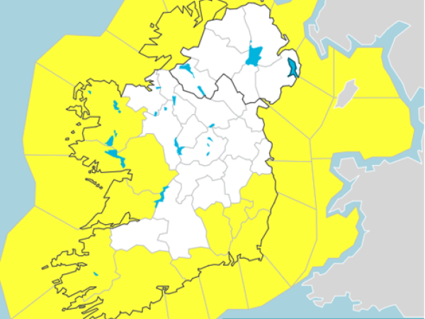 Met Éireann map indicating yellow weather alert for Galway, for Monday 26 October. This warning is now lifted, on Tuesday 27 October 2026.